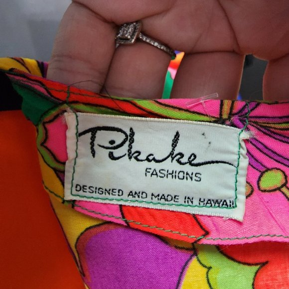 Vintage Pikake Made In Hawaii 70s Floral Dress Size M/L - Picture 15 of 16